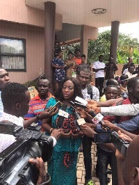 Catherine Afeku, Minister for Tourism, Arts and Culture speaks to the press after the meeting