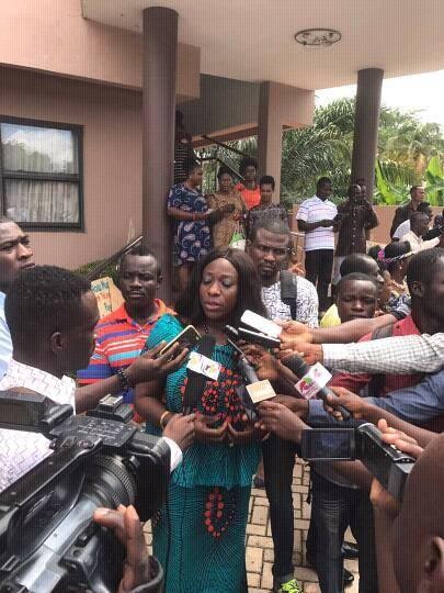 Catherine Afeku, Minister for Tourism, Arts and Culture speaks to the press after the meeting