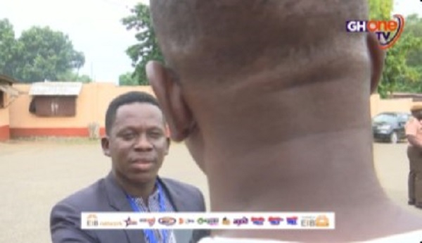 The Nigerian man (with face turned to the camera) speaking to GHOne TV's Murtala Inusah