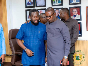 Minister of Energy and Green Transition, John Jinapor (R) and BOST MD Afetsi Awoonor (L)