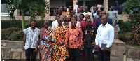 Council members pose for a photo after the meeting