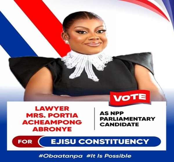 Flyer of Portia Acheampong, wife of Kwame Baffoe alias Abronye DC