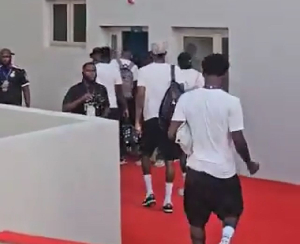 Players of the Black Stars have arrived at the stadium