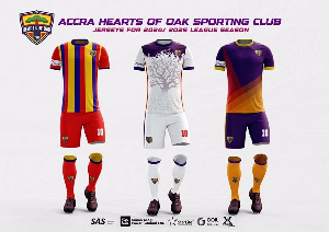 A picture of the newly outdoored Accra Hearts of Oak jerseys