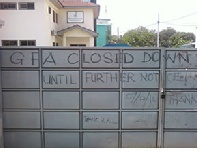 The closed gates of the FA secretariat on the day