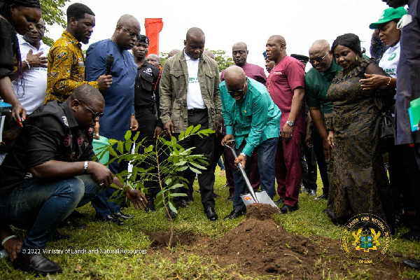 File photo of President Akufo-Addo planting a tree on Green Ghana Day