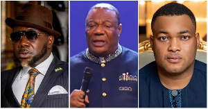 Osebo (L) has alleged that Akofena (R) sold some of his father's cars to Duncan-Williams (M) Osebo (L) has alleged that Akofena (R) sold some of his father's cars to Duncan-Williams (M)