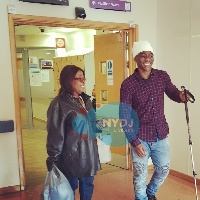 DJ Abrantee with his mother at the hospital