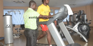Burkinabe striker, Songne Yacouba in the gym