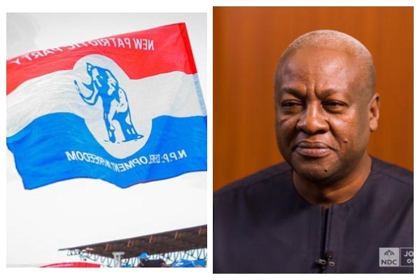 NPP flag and President John Mahama