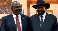 Riek Machar (L) and Salva Kiir (R) - seen here together in 2020