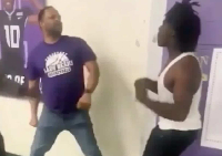 A teacher and a student were filmed fighting