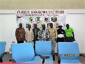 CEO of Ark Media Stephen Ato Eshun (R) with the speakers at the lecture