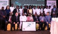 Winners, officials of Huawei & Communications Minister, Ursula Owusu-Ekuful in a group photo