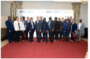 Kwaku Ofori Asiamah, Kitack Lim Thomas Kofi Alonsi (center) flanked by other dignitaries