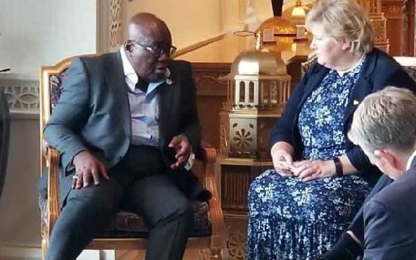 President Akufo-Addo in a bilateral meeting with Norwegian Prime Minister Erna Solberg