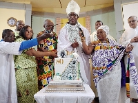 Auxiliary Bishop of Accra, Bishop John Kobina Louis (middle, hearing a mitre)