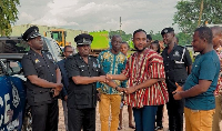 Prince Manu Morris DCE for Amansie West (in fugu) is seen presenting thr vehicle