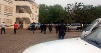 Police officers at the NADMO office