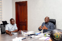 Dr Cassiel Ato Forson with the Executive Secretary of FABAG, John Awuni