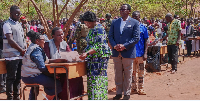 Malawian President Lazarus Chakwera waits to vote in the general election at Malembo village