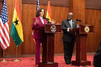 US Vice President Kamala Harris (left) with Ghana's President Nana Addo Dankwa Akufo-Addo