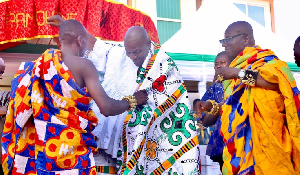 Dan Botwe being honoured as ‘Nkosuohene’ (Development Chief) of Akuapem