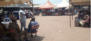 Edward Owusu addressing the traders