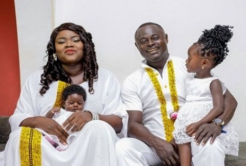 Odartey Lamptey with his wife and kids