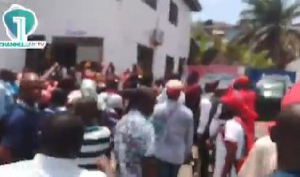 Screenshot of a scene from the NPP head headquarters during Sarah Adwoa Safo arrival