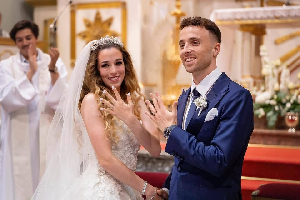 Jota and his wife during their wedding