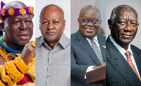 Left-right: Otumfuo, President Mahama, Akufo-Addo, John Agyekum Kufuor