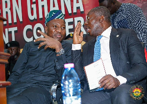 Minority Leader, Alexander Afenyo-Markin(L) seated with Majority Leader, Mahama Ayariga(R)