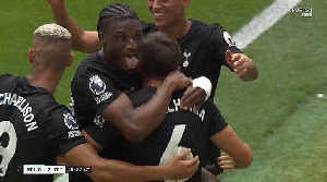 Kudus Mohammed celebrating Palinha's goal against Man City