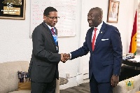 Kojo Oppong Nkrumah, Information Minister with the new UNESCO Country boss, Abdourahamane Diallo