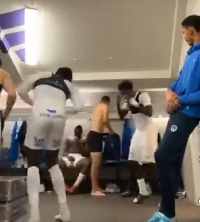 Baah and Tolu dancing in the dressing room