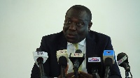 Deputy Communications Minister, Vincent Sowah Odotei addressing the media at the press briefing