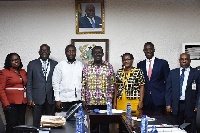 The Mayor in a group photo with some staff of SSNIT