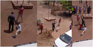 Footage showing the director a Nursing and Midwifery school flogging another man