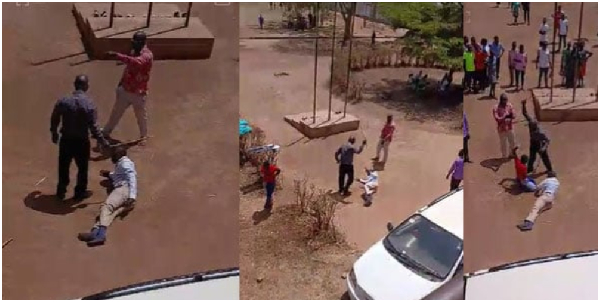 Footage showing the director a Nursing and Midwifery school flogging another man