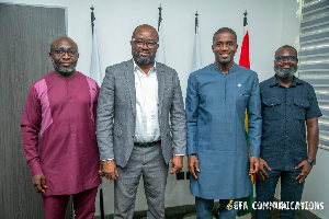 A photo of betPawa officials with Kurt Okraku and Prosper Harrison Addo of the GFA