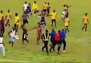 Fans trooped to the field as they tried to beat the referee