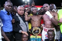 George Ashie with the WBO title strapped on his waist