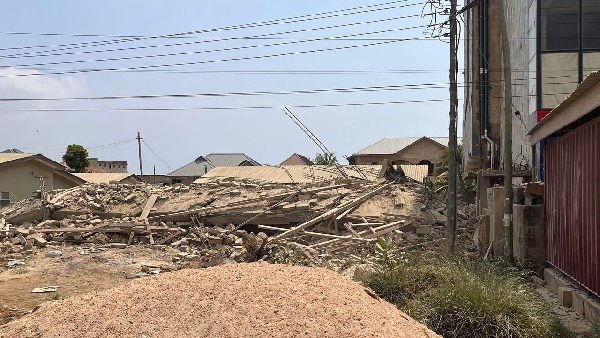 The three-storey building under construction at Klagon has collapsed