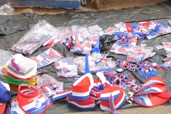 Different kinds of NPP paraphernalia were on sale from the early hours of yesterday