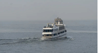 A ferry leaves Goma, the Democratic Republic of Congo, Sunday, Oct. 6, 2024, for Bukavu on lake Kivu