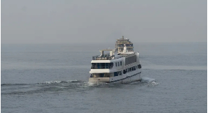 A ferry leaves Goma, the Democratic Republic of Congo, Sunday, Oct. 6, 2024, for Bukavu on lake Kivu