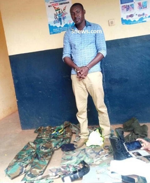 Issah Abdul Mubarik arrived at the police station in a military uniform to hand over a 'suspect'