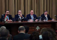 Central Bank of Lebanon Governor Karim Souaid and other central bank officials
