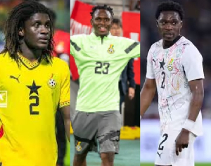 L-R: Caleb Yirenkyi, Kwabena Adu and Derrick Kohn are Black Stars players